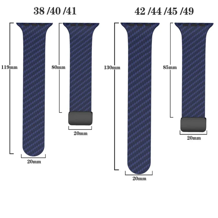 Dây đồng hồ khóa đen từ tính sợi carbon, Dành cho Apple Watch 42mm, Dành cho Apple Watch 38mm