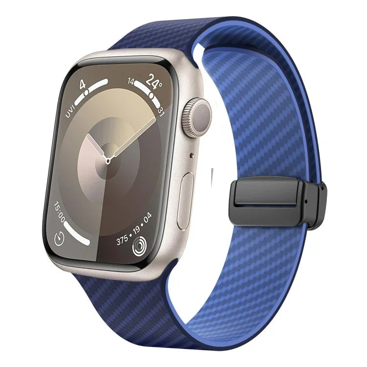 Dây đồng hồ khóa đen từ tính sợi carbon, Dành cho Apple Watch 42mm, Dành cho Apple Watch 38mm