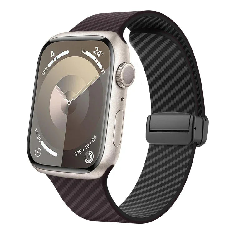 Dây đồng hồ khóa đen từ tính sợi carbon, Dành cho Apple Watch 42mm, Dành cho Apple Watch 38mm