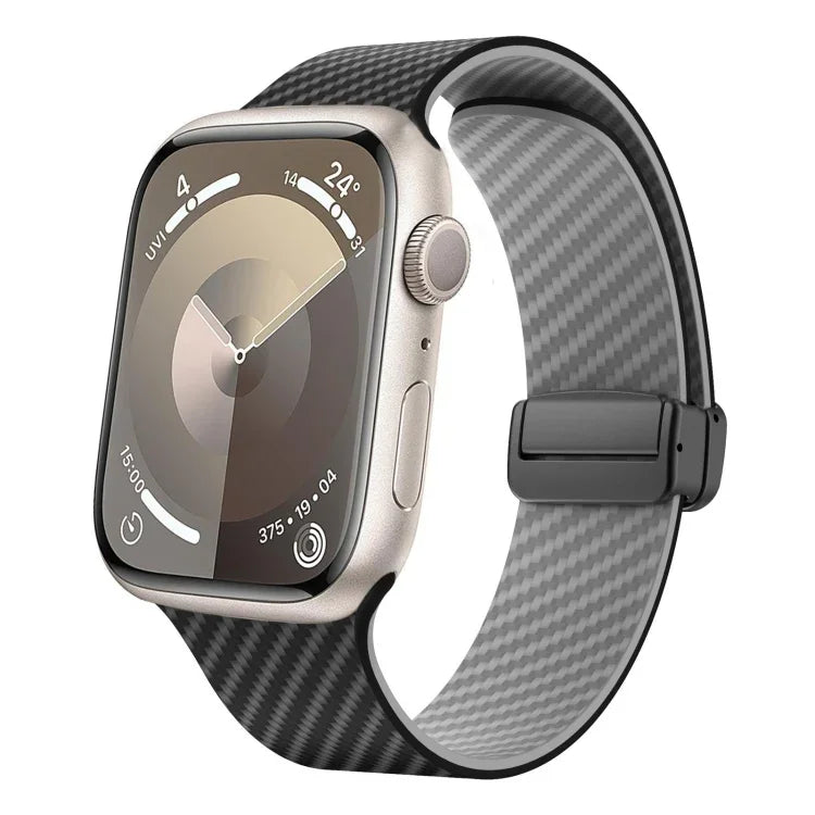 Dây đồng hồ khóa đen từ tính sợi carbon, Dành cho Apple Watch 42mm, Dành cho Apple Watch 38mm