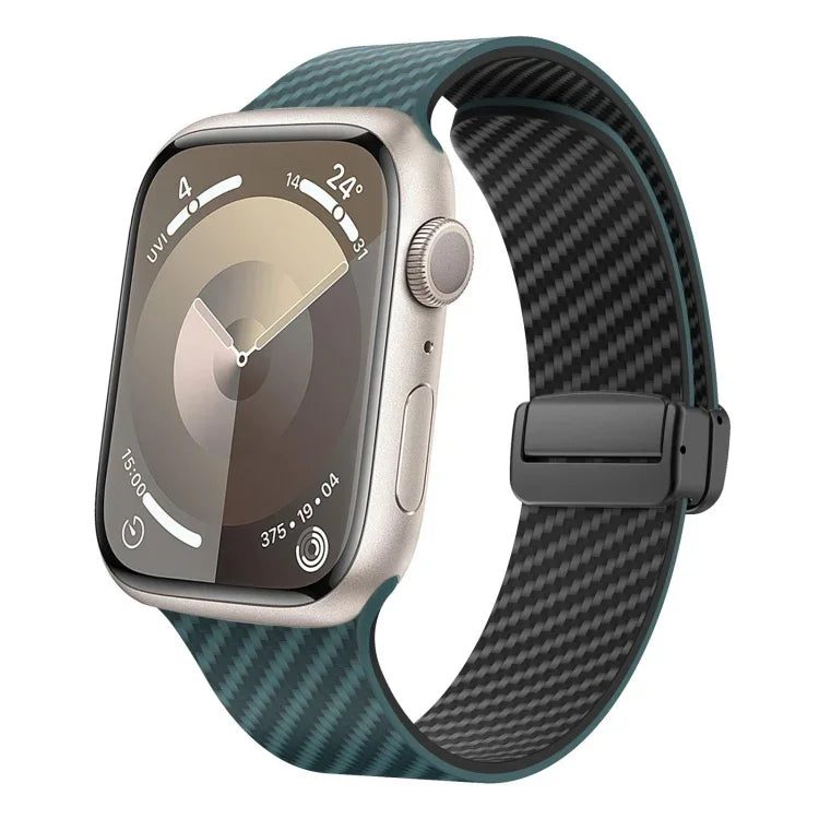 Dây đồng hồ khóa đen từ tính sợi carbon, Dành cho Apple Watch 42mm, Dành cho Apple Watch 38mm