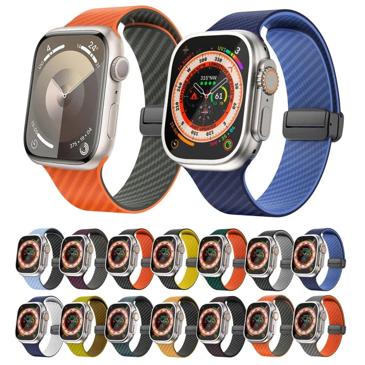 Dây đồng hồ khóa đen từ tính sợi carbon, Dành cho Apple Watch 42mm, Dành cho Apple Watch 38mm