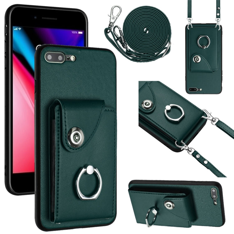 Ốp lưng điện thoại túi đựng thẻ kèm giá đỡ vòng và dây đeo dài, dành cho iPhone 8 Plus / 7 Plus