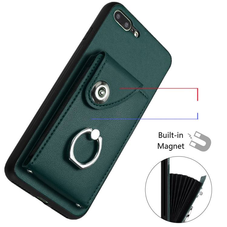 Ốp lưng điện thoại túi đựng thẻ kèm giá đỡ vòng và dây đeo dài, dành cho iPhone 8 Plus / 7 Plus