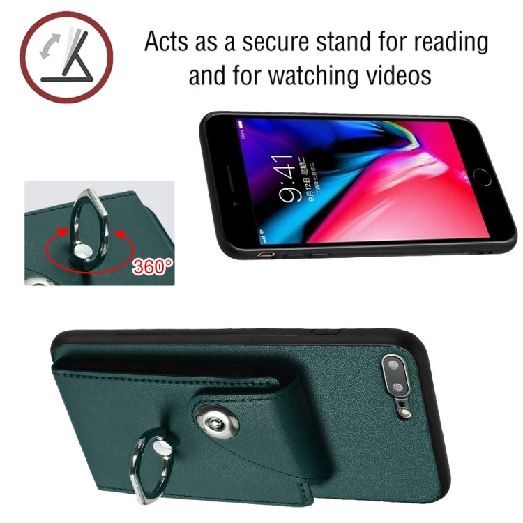 Ốp lưng điện thoại túi đựng thẻ kèm giá đỡ vòng và dây đeo dài, dành cho iPhone 8 Plus / 7 Plus