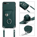 Ốp lưng điện thoại túi đựng thẻ kèm giá đỡ vòng và dây đeo dài, dành cho iPhone 8 Plus / 7 Plus