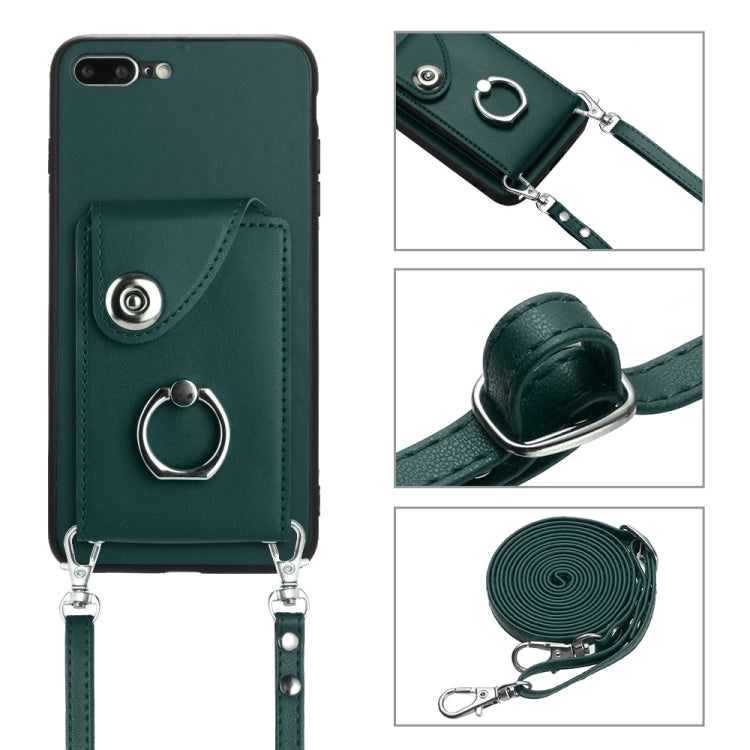 Ốp lưng điện thoại túi đựng thẻ kèm giá đỡ vòng và dây đeo dài, dành cho iPhone 8 Plus / 7 Plus