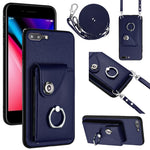 Ốp lưng điện thoại túi đựng thẻ kèm giá đỡ vòng và dây đeo dài, dành cho iPhone 8 Plus / 7 Plus