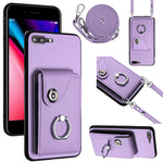 Ốp lưng điện thoại túi đựng thẻ kèm giá đỡ vòng và dây đeo dài, dành cho iPhone 8 Plus / 7 Plus
