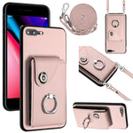 Ốp lưng điện thoại túi đựng thẻ kèm giá đỡ vòng và dây đeo dài, dành cho iPhone 8 Plus / 7 Plus