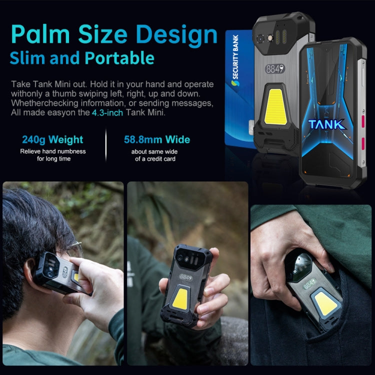 Unihertz Tank mini 1 / 8849, Camera 100MP, Màn hình 4.3 inch Android 13 Helio G99 Octa Core, Mạng: 4G, Tank mini 1 8GB+256GB
