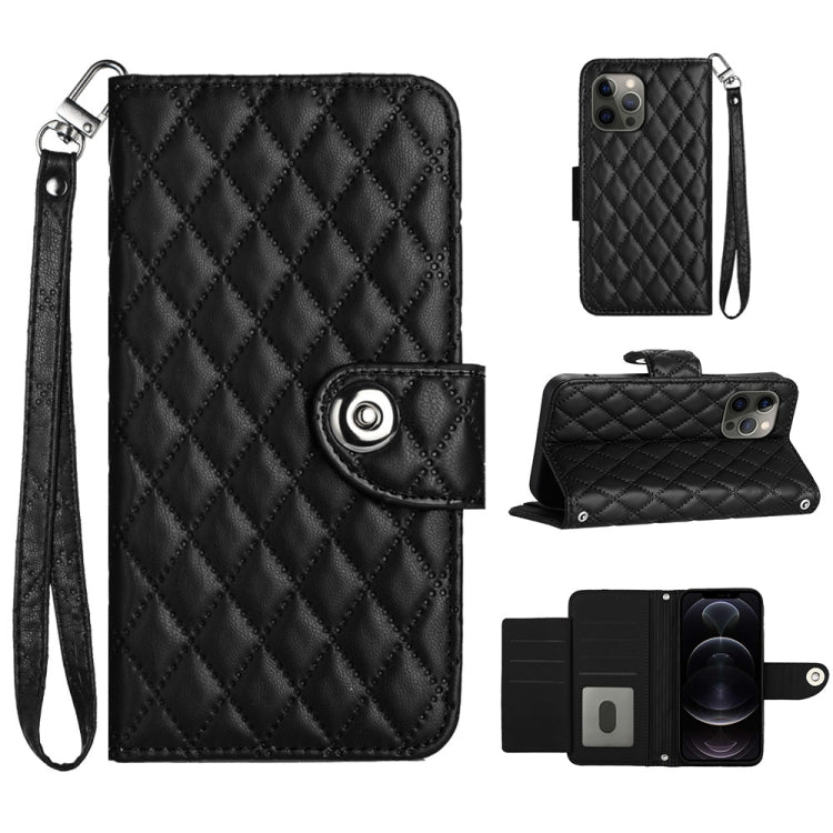 Bao da điện thoại gập họa tiết vân thoi có dây đeo, dành cho iPhone 14 Pro Max, iPhone SE 2022 / 2020 / 8 / 7, iPhone 13 Pro Max, iPhone 13 Pro, iPhone 13, iPhone 12 / 12 Pro, iPhone 12 Pro Max, iPhone 11 Pro Max