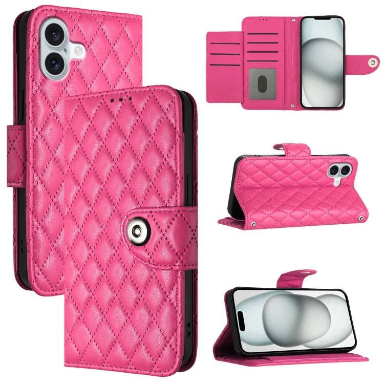 Ốp lưng điện thoại da gập họa tiết hình thoi kèm dây đeo, dành cho iPhone 17 Pro Max, iPhone 17 Pro, iPhone 17, iPhone Air, iPhone SE 2024, iPhone 16 Pro Max, iPhone 16 Pro, iPhone 16 Plus