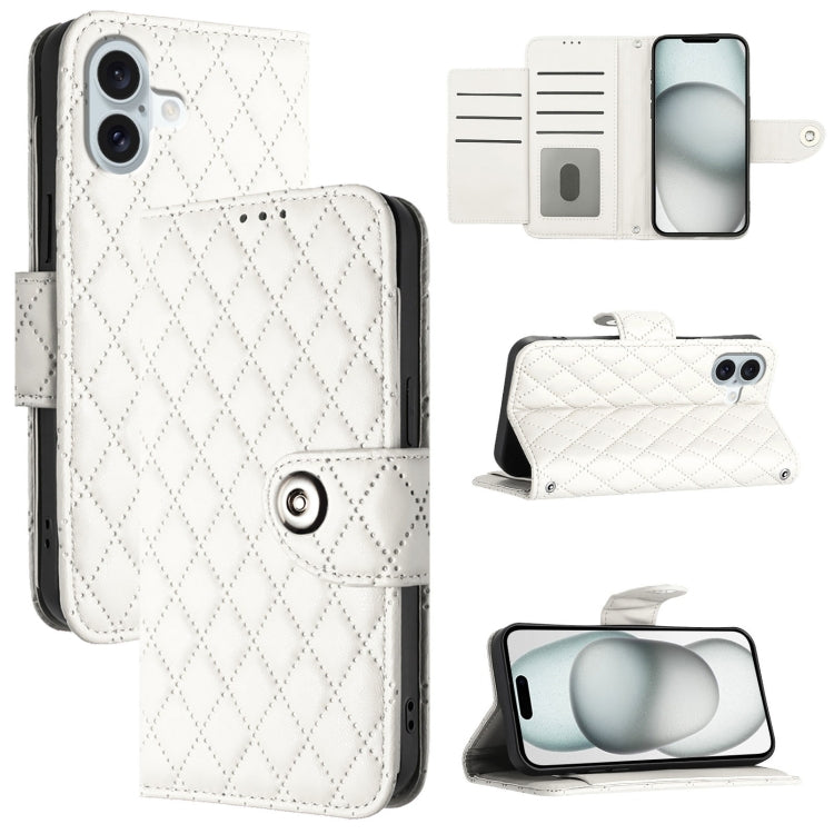 Ốp lưng điện thoại da gập họa tiết hình thoi kèm dây đeo, dành cho iPhone 17 Pro Max, iPhone 17 Pro, iPhone 17, iPhone Air, iPhone SE 2024, iPhone 16 Pro Max, iPhone 16 Pro, iPhone 16 Plus