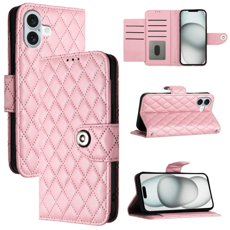 Ốp lưng điện thoại da gập họa tiết hình thoi kèm dây đeo, dành cho iPhone 17 Pro Max, iPhone 17 Pro, iPhone 17, iPhone Air, iPhone SE 2024, iPhone 16 Pro Max, iPhone 16 Pro, iPhone 16 Plus