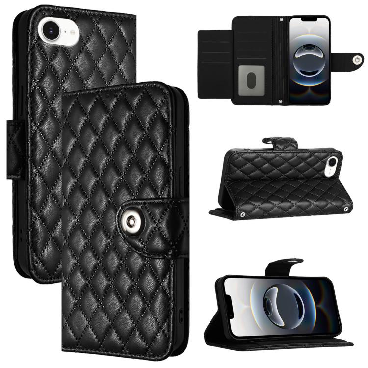 Ốp lưng điện thoại da gập họa tiết hình thoi kèm dây đeo, dành cho iPhone 17 Pro Max, iPhone 17 Pro, iPhone 17, iPhone Air, iPhone SE 2024, iPhone 16 Pro Max, iPhone 16 Pro, iPhone 16 Plus