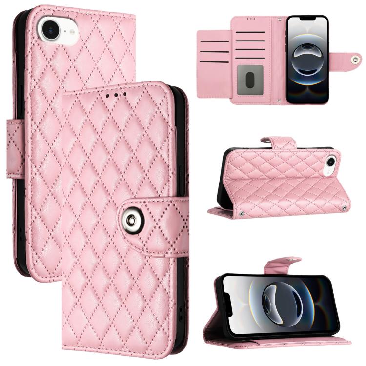 Ốp lưng điện thoại da gập họa tiết hình thoi kèm dây đeo, dành cho iPhone 17 Pro Max, iPhone 17 Pro, iPhone 17, iPhone Air, iPhone SE 2024, iPhone 16 Pro Max, iPhone 16 Pro, iPhone 16 Plus