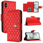 Ốp điện thoại da gập họa tiết hình thoi có dây đeo, dành cho iPhone 11, iPhone 11 Pro, iPhone XS / X, iPhone XR, iPhone XS Max, iPhone 8 Plus / 7 Plus / 6s Plus