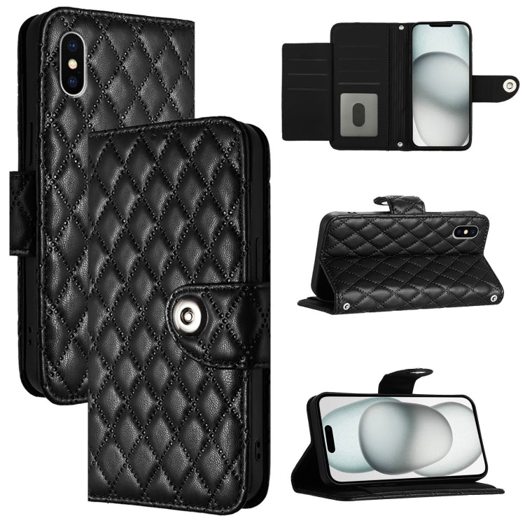 Ốp điện thoại da gập họa tiết hình thoi có dây đeo, dành cho iPhone 11, iPhone 11 Pro, iPhone XS / X, iPhone XR, iPhone XS Max, iPhone 8 Plus / 7 Plus / 6s Plus