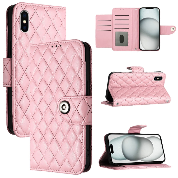 Ốp điện thoại da gập họa tiết hình thoi có dây đeo, dành cho iPhone 11, iPhone 11 Pro, iPhone XS / X, iPhone XR, iPhone XS Max, iPhone 8 Plus / 7 Plus / 6s Plus