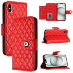 Ốp điện thoại da gập họa tiết hình thoi có dây đeo, dành cho iPhone 11, iPhone 11 Pro, iPhone XS / X, iPhone XR, iPhone XS Max, iPhone 8 Plus / 7 Plus / 6s Plus