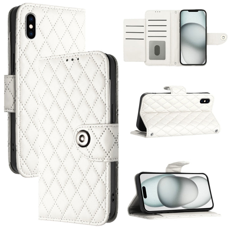 Ốp điện thoại da gập họa tiết hình thoi có dây đeo, dành cho iPhone 11, iPhone 11 Pro, iPhone XS / X, iPhone XR, iPhone XS Max, iPhone 8 Plus / 7 Plus / 6s Plus