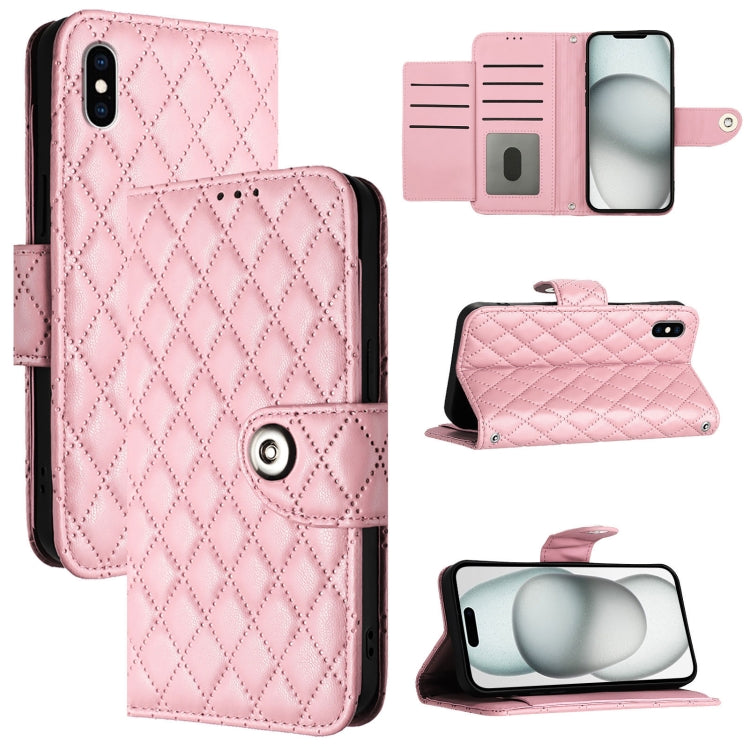 Ốp điện thoại da gập họa tiết hình thoi có dây đeo, dành cho iPhone 11, iPhone 11 Pro, iPhone XS / X, iPhone XR, iPhone XS Max, iPhone 8 Plus / 7 Plus / 6s Plus