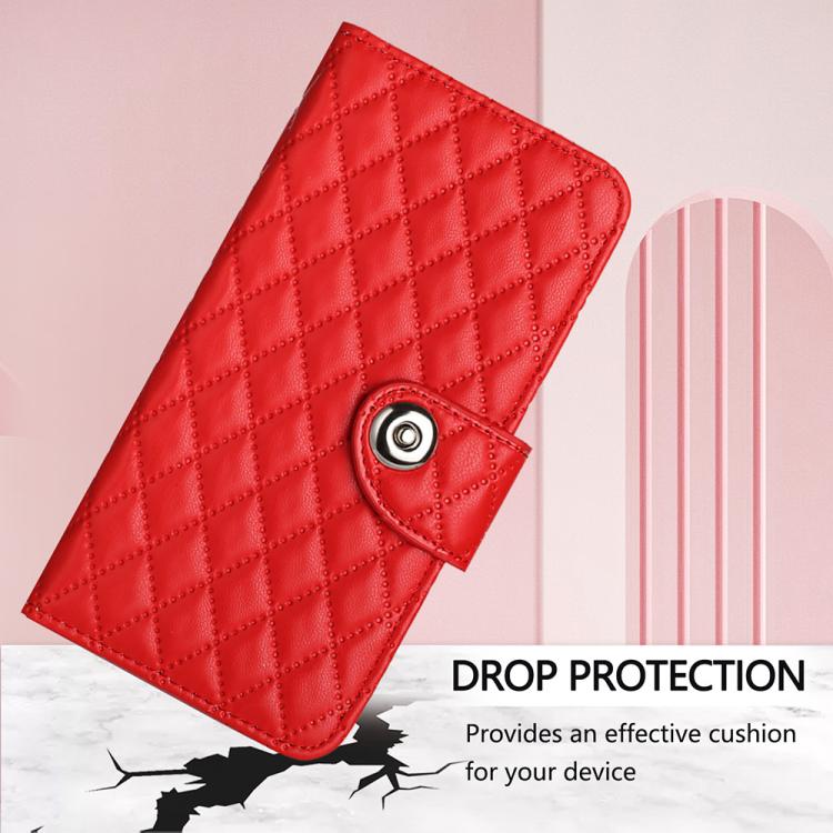 Ốp lưng điện thoại da gập họa tiết hình thoi kèm dây đeo, dành cho iPhone 17 Pro Max, iPhone 17 Pro, iPhone 17, iPhone Air, iPhone SE 2024, iPhone 16 Pro Max, iPhone 16 Pro, iPhone 16 Plus