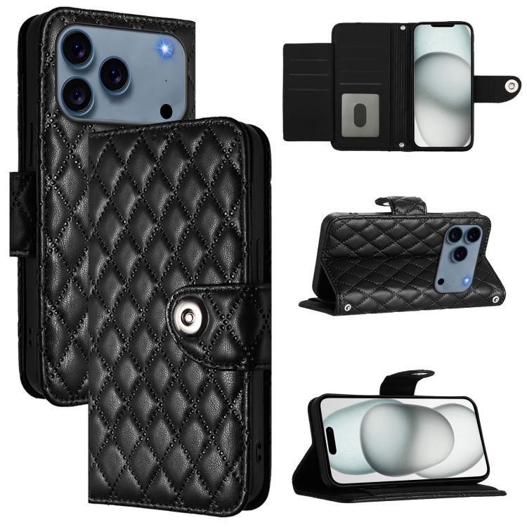 Ốp lưng điện thoại da gập họa tiết hình thoi kèm dây đeo, dành cho iPhone 17 Pro Max, iPhone 17 Pro, iPhone 17, iPhone Air, iPhone SE 2024, iPhone 16 Pro Max, iPhone 16 Pro, iPhone 16 Plus