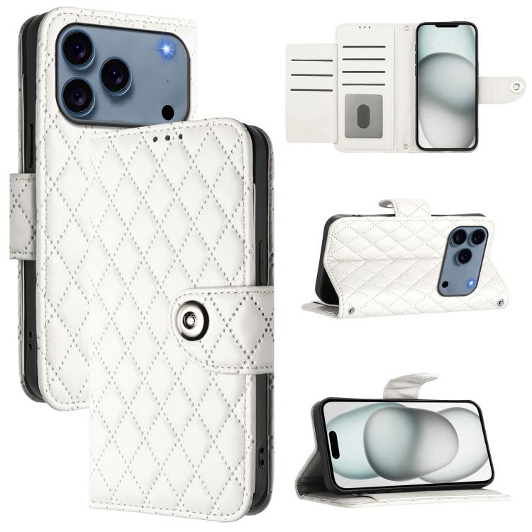 Ốp lưng điện thoại da gập họa tiết hình thoi kèm dây đeo, dành cho iPhone 17 Pro Max, iPhone 17 Pro, iPhone 17, iPhone Air, iPhone SE 2024, iPhone 16 Pro Max, iPhone 16 Pro, iPhone 16 Plus