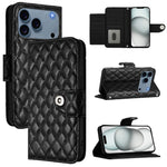 Ốp lưng điện thoại da gập họa tiết hình thoi kèm dây đeo, dành cho iPhone 17 Pro Max, iPhone 17 Pro, iPhone 17, iPhone Air, iPhone SE 2024, iPhone 16 Pro Max, iPhone 16 Pro, iPhone 16 Plus
