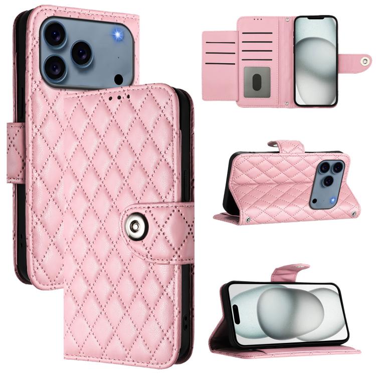 Ốp lưng điện thoại da gập họa tiết hình thoi kèm dây đeo, dành cho iPhone 17 Pro Max, iPhone 17 Pro, iPhone 17, iPhone Air, iPhone SE 2024, iPhone 16 Pro Max, iPhone 16 Pro, iPhone 16 Plus