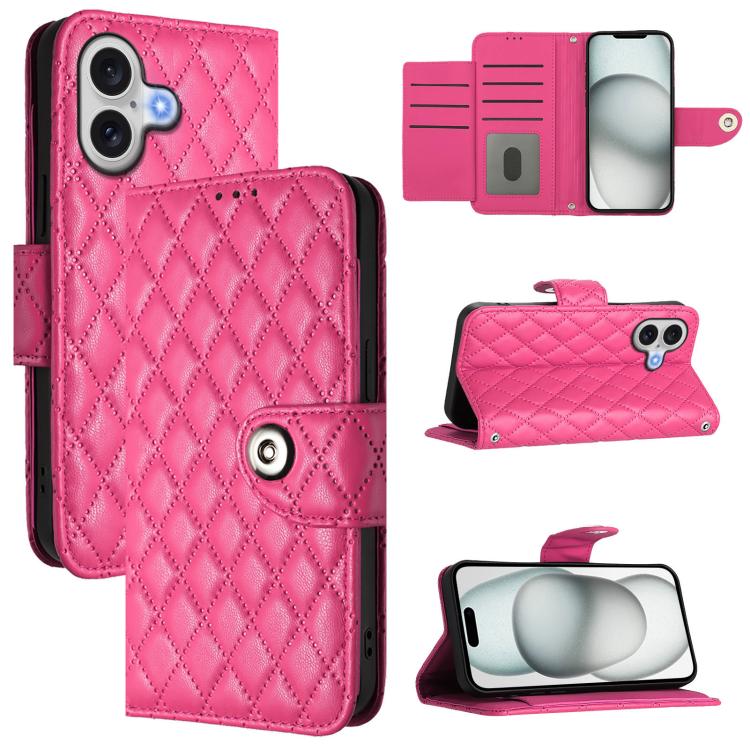 Ốp lưng điện thoại da gập họa tiết hình thoi kèm dây đeo, dành cho iPhone 17 Pro Max, iPhone 17 Pro, iPhone 17, iPhone Air, iPhone SE 2024, iPhone 16 Pro Max, iPhone 16 Pro, iPhone 16 Plus