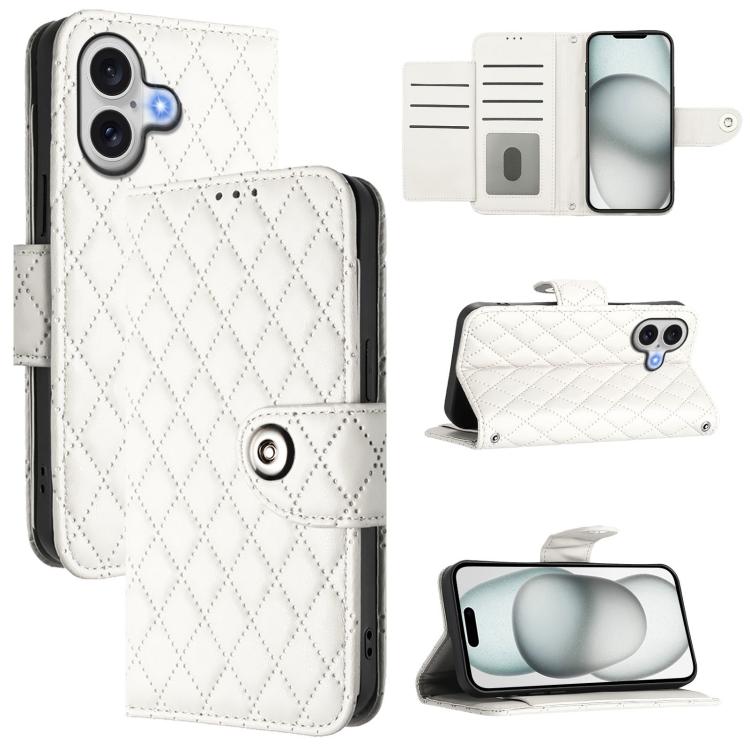Ốp lưng điện thoại da gập họa tiết hình thoi kèm dây đeo, dành cho iPhone 17 Pro Max, iPhone 17 Pro, iPhone 17, iPhone Air, iPhone SE 2024, iPhone 16 Pro Max, iPhone 16 Pro, iPhone 16 Plus