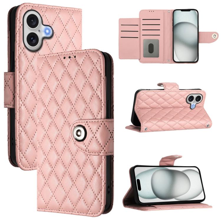 Ốp lưng điện thoại da gập họa tiết hình thoi kèm dây đeo, dành cho iPhone 17 Pro Max, iPhone 17 Pro, iPhone 17, iPhone Air, iPhone SE 2024, iPhone 16 Pro Max, iPhone 16 Pro, iPhone 16 Plus