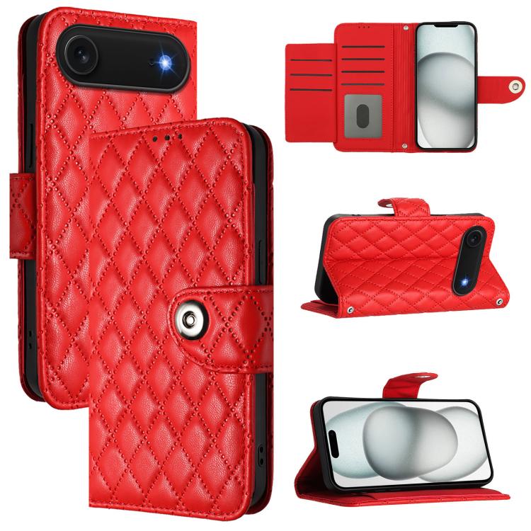 Ốp lưng điện thoại da gập họa tiết hình thoi kèm dây đeo, dành cho iPhone 17 Pro Max, iPhone 17 Pro, iPhone 17, iPhone Air, iPhone SE 2024, iPhone 16 Pro Max, iPhone 16 Pro, iPhone 16 Plus
