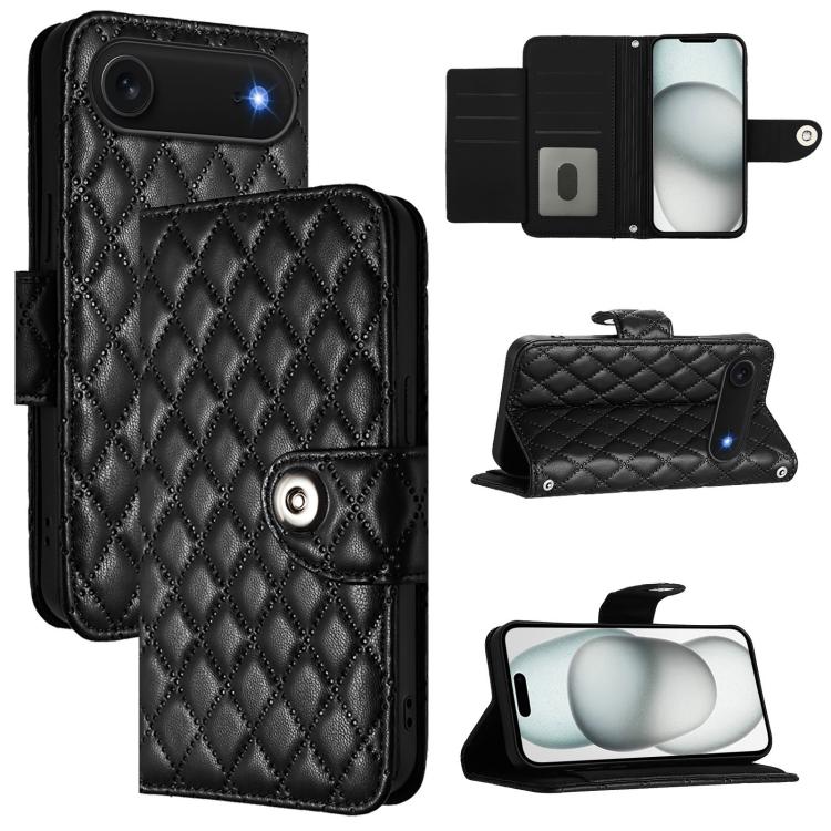 Ốp lưng điện thoại da gập họa tiết hình thoi kèm dây đeo, dành cho iPhone 17 Pro Max, iPhone 17 Pro, iPhone 17, iPhone Air, iPhone SE 2024, iPhone 16 Pro Max, iPhone 16 Pro, iPhone 16 Plus