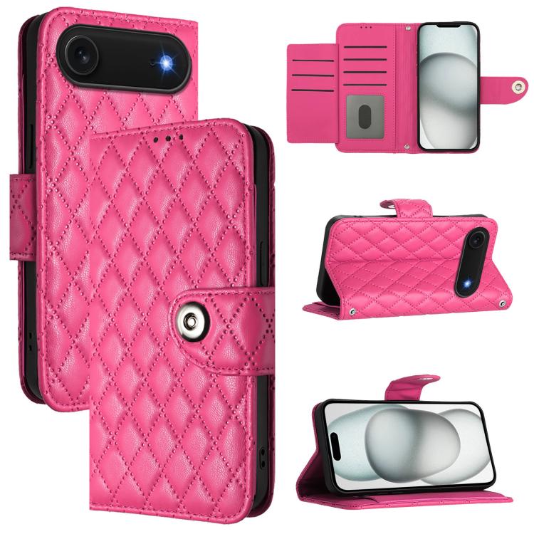 Ốp lưng điện thoại da gập họa tiết hình thoi kèm dây đeo, dành cho iPhone 17 Pro Max, iPhone 17 Pro, iPhone 17, iPhone Air, iPhone SE 2024, iPhone 16 Pro Max, iPhone 16 Pro, iPhone 16 Plus