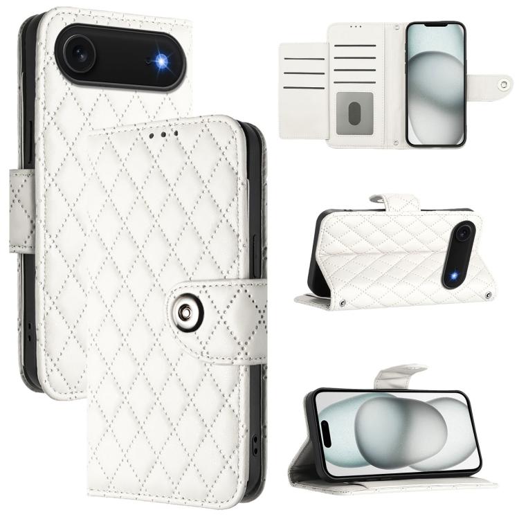 Ốp lưng điện thoại da gập họa tiết hình thoi kèm dây đeo, dành cho iPhone 17 Pro Max, iPhone 17 Pro, iPhone 17, iPhone Air, iPhone SE 2024, iPhone 16 Pro Max, iPhone 16 Pro, iPhone 16 Plus