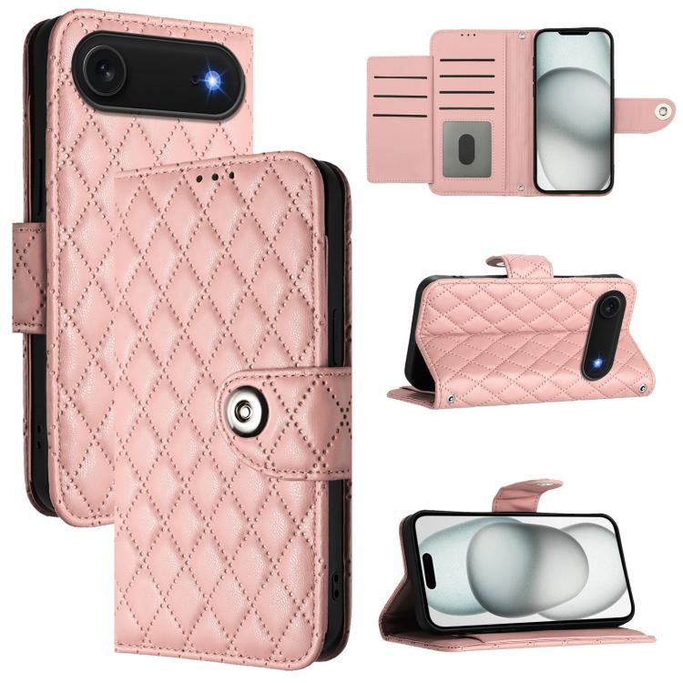 Ốp lưng điện thoại da gập họa tiết hình thoi kèm dây đeo, dành cho iPhone 17 Pro Max, iPhone 17 Pro, iPhone 17, iPhone Air, iPhone SE 2024, iPhone 16 Pro Max, iPhone 16 Pro, iPhone 16 Plus