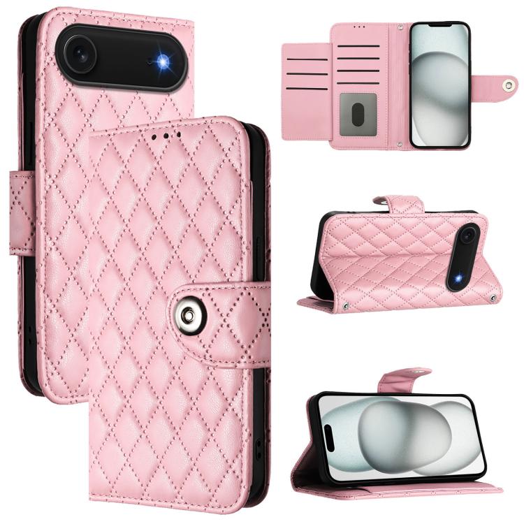 Ốp lưng điện thoại da gập họa tiết hình thoi kèm dây đeo, dành cho iPhone 17 Pro Max, iPhone 17 Pro, iPhone 17, iPhone Air, iPhone SE 2024, iPhone 16 Pro Max, iPhone 16 Pro, iPhone 16 Plus