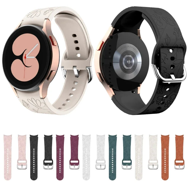 Dây đồng hồ silicone dập nổi hoa bướm cho Samsung Galaxy Watch 6