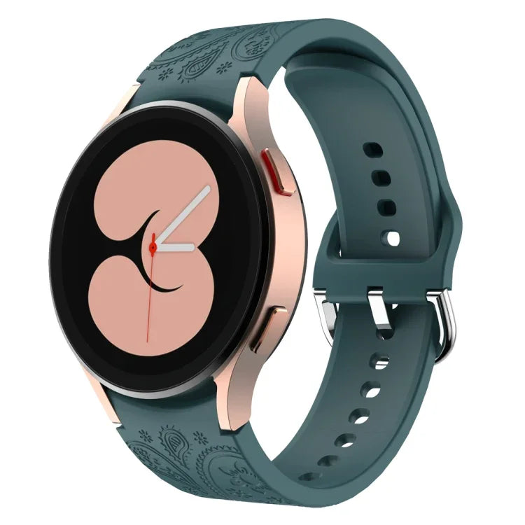 Dây đồng hồ silicone dập nổi hoa phong cách dân tộc, dành cho Samsung Galaxy Watch 6