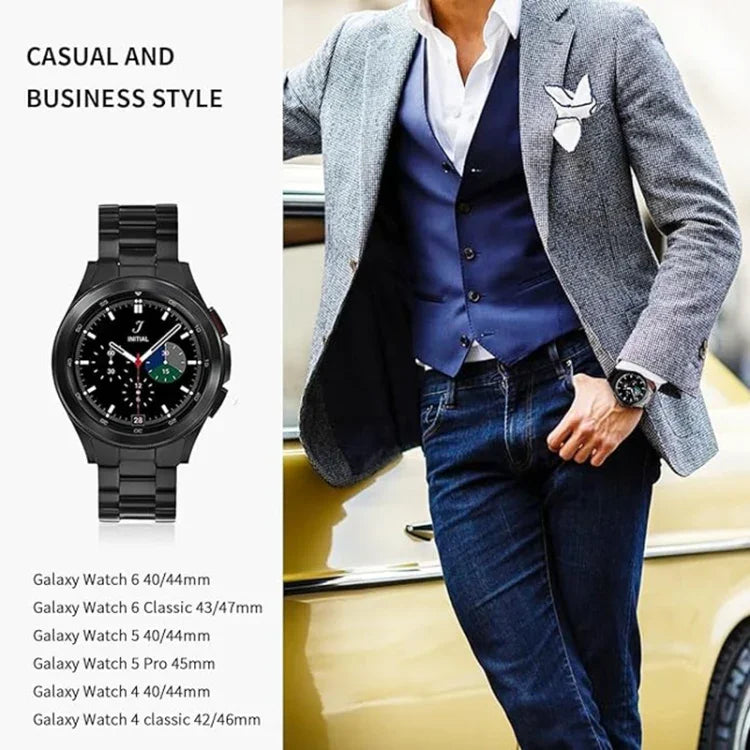 Dây đồng hồ kim loại thép không gỉ ba hạt, dành cho Samsung Galaxy Watch 6 / 5 / 4