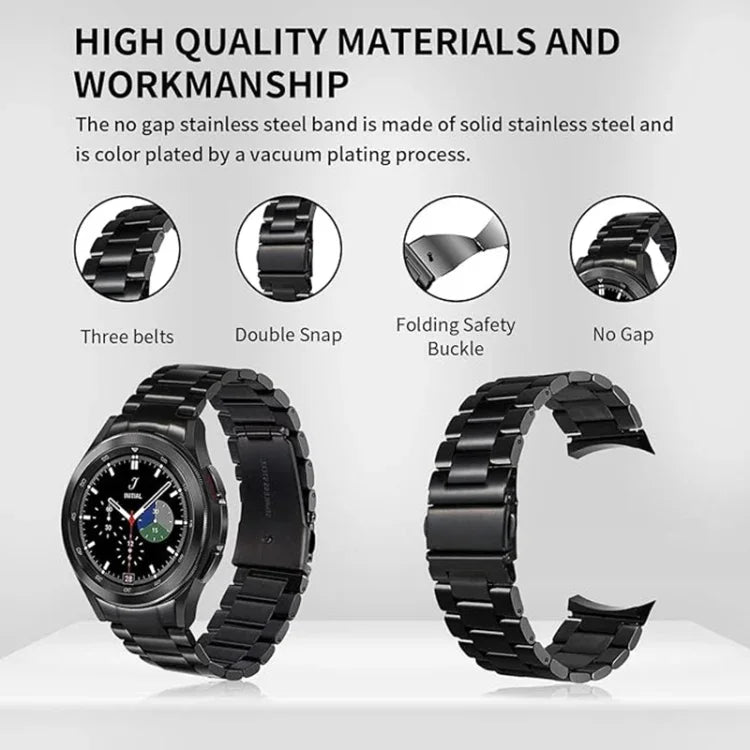 Dây đồng hồ kim loại thép không gỉ ba hạt, dành cho Samsung Galaxy Watch 6 / 5 / 4