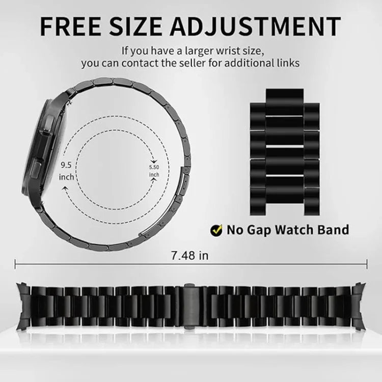 Dây đồng hồ kim loại thép không gỉ ba hạt, dành cho Samsung Galaxy Watch 6 / 5 / 4