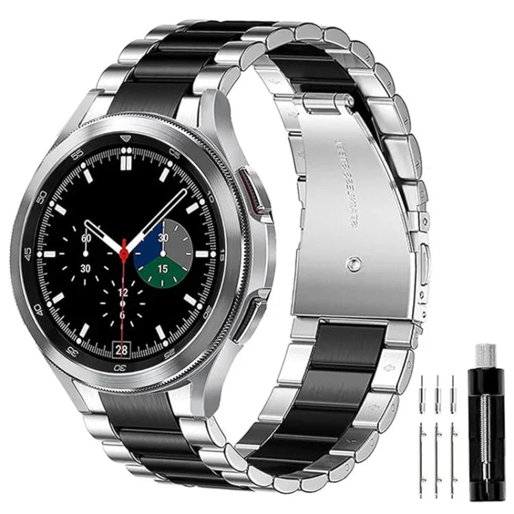 Dây đồng hồ kim loại thép không gỉ ba hạt, dành cho Samsung Galaxy Watch 6 / 5 / 4