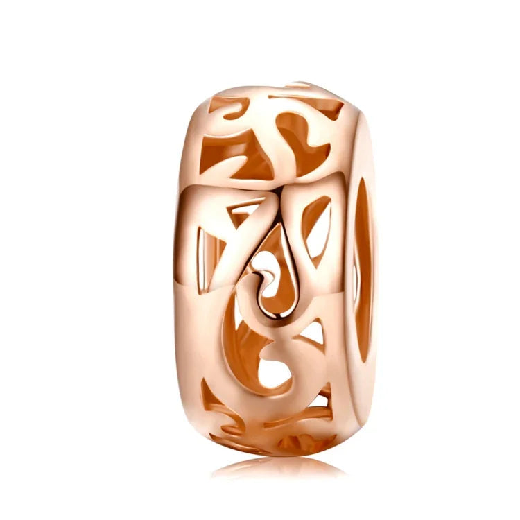 Phụ kiện vòng tay DIY bạc S925 Sterling ngọc trai hoa hồng rỗng mạ vàng hồng hạt lỏng