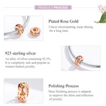 Phụ kiện vòng tay DIY bạc S925 Sterling ngọc trai hoa hồng rỗng mạ vàng hồng hạt lỏng