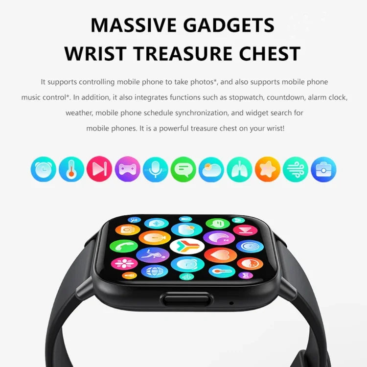 DM60+ đồng hồ thể thao thông minh BT5.2 1,83 inch, Hỗ trợ gọi Bluetooth / Giấc ngủ / Đường huyết / Oxy trong máu / Nhiệt độ / Nhịp tim / Huyết áp theo dõi sức khỏe